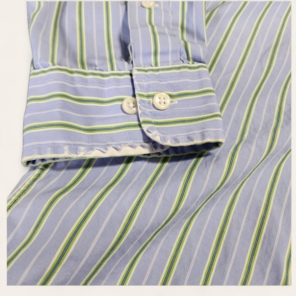 Ralph Lauren classic fit button down shirt XL 17 light blue stripe cotton - Picture 5 of 8
